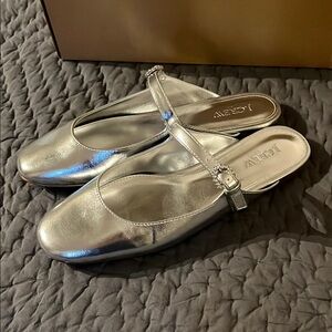Silver Mary Jane Mules